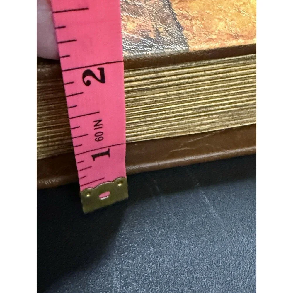 Pair (2) Faux Book Hidden Storage Antiqued Cover Felt Lined Magnet Close